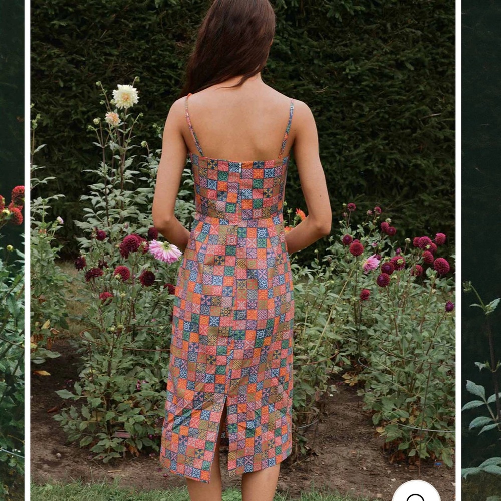 NWT Coco Shop Long Slip Dress in Navy Checkerboard